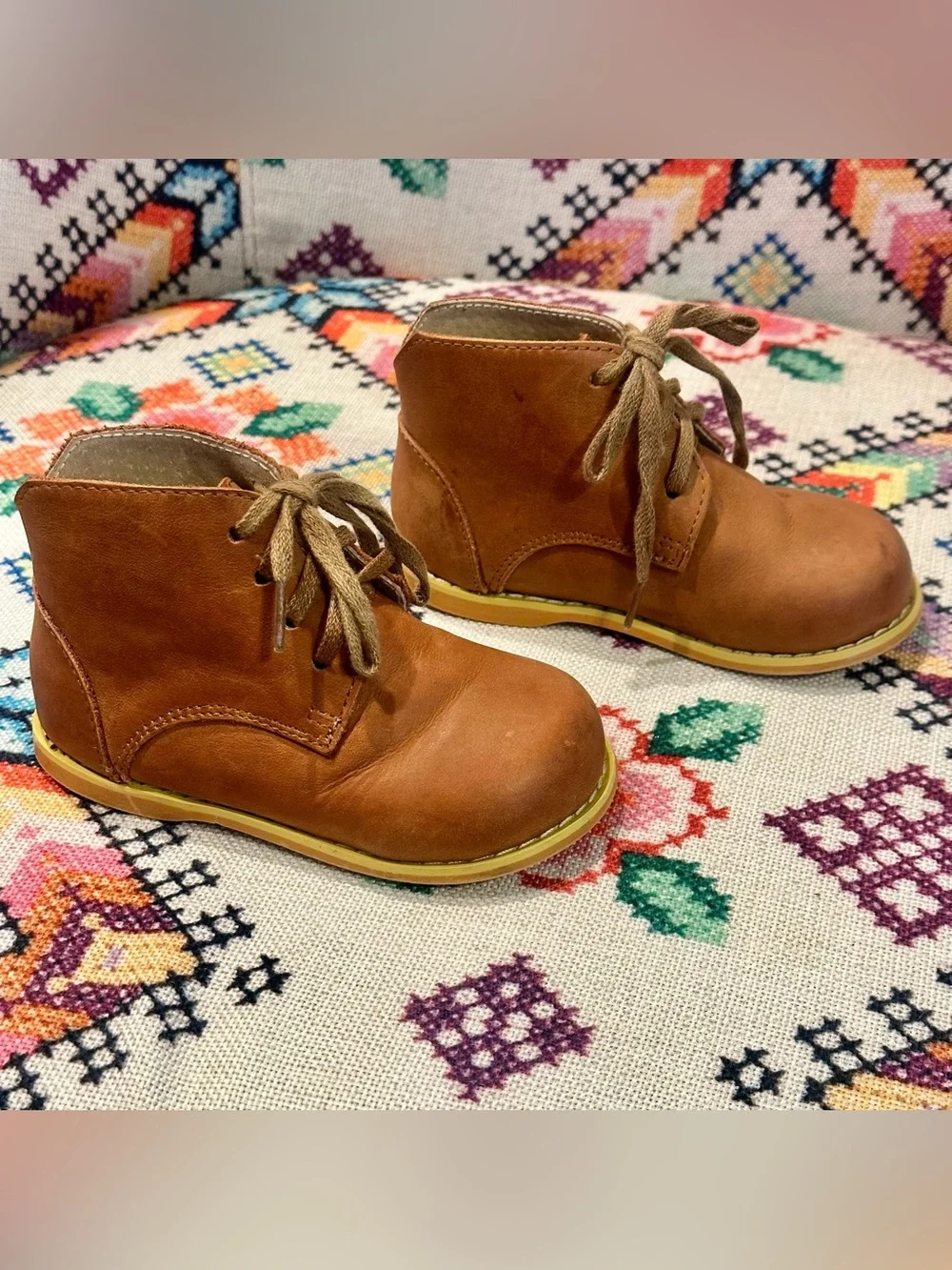 Leather Vintage Look Shrimp & Grits Kids Brown Boots | Size 7 but Fits Like 6